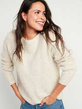 Old Navy Boatneck Cream Sweater with Multicolor Specks NWT Size XL