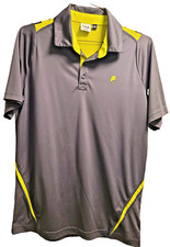 Fila Shirt Men's Med Golf Polo Short Sleeve Performance Athletic Gray Yellow