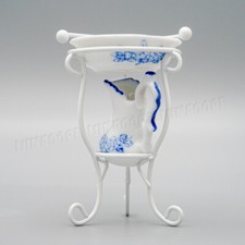 Dolls House Miniatures 1:12 Scale Ceramics Wash Basin Set Metal Stand Bathroom