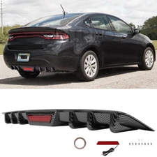 For Dodge Dart 2013-2016 Carbon Fiber Rear Bumper Diffuser w/ LED Tail Light 
