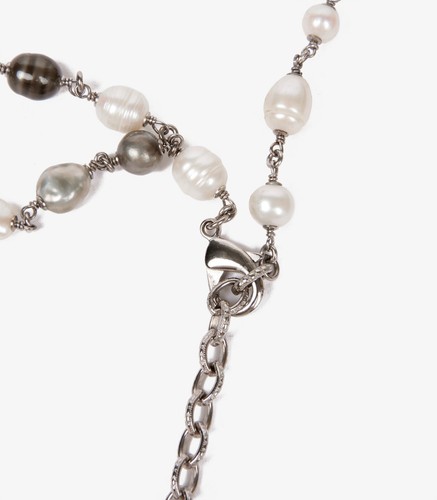 Chanel Silver Tone Metal Faux Pearl & Crystal Bow Chain Belt - Picture 2 of 4