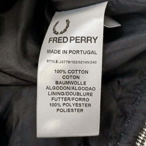 Fred Perry Jacket Women's UK Size 12 Black White Cotton Blend Full Zip - Picture 6 of 7