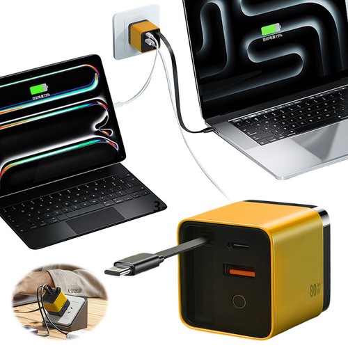 3 in 1 GaN Charger with Type C Cable and 2 USB Ports - Bild 2 von 14