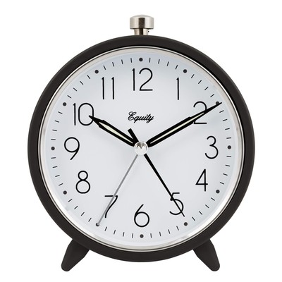 Equity 20091 5 Inch Silent Sweeping Quartz Metal Alarm Clock, Dark Gray