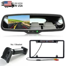 Car License Plate Frame Rear View Reversing Backup Camera 4.3 Mirror Monitor Kit