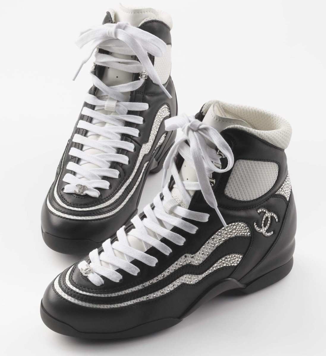23N New Chanel Black White Crystals STRASS Ice Skate 23N New Chanel Black White Crystals STRASS Ice Skate
