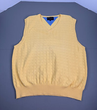 Vintage Tommy Hilfiger Golf Sweater Vest Mens Large Yellow Cable Knit