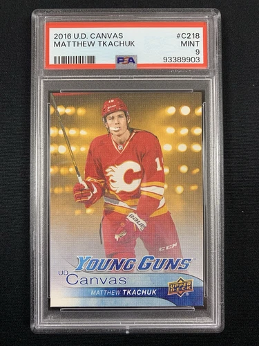 2016-17 UPPER DECK SERIES 2 YOUNG GUNS CANVAS MATTHEW TKACHUK #C218 PSA 9
