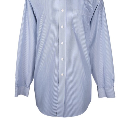 Camicia uomo Brooks Brothers elegante con bottoni blu bianca a righe non ferro 17 34/35 - Foto 5 di 8