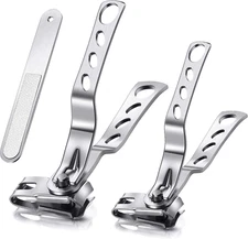 3 Pieces 360 Degree Rotary Nail Clippers Set, Stainless Steel Fingernail Toenail