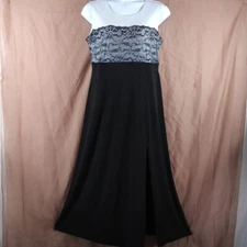 Source Unknown Women's Black Sleeveless Lace Empire Evening Dress Size L