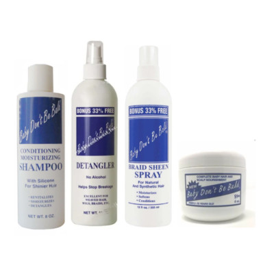BABY DON'T BE BALD Original Shampoo, Detangler, Braid Sheen Spray, Gel Set