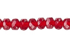 Ruby Red Czech Fire Polished Glass 5x4mm Faceted Rondelle Beads 1 Strand 110