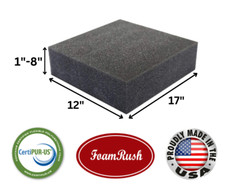 FoamRush 12"x 17" Charcoal High Density Upholstery Foam Seat Cushion Made in USA