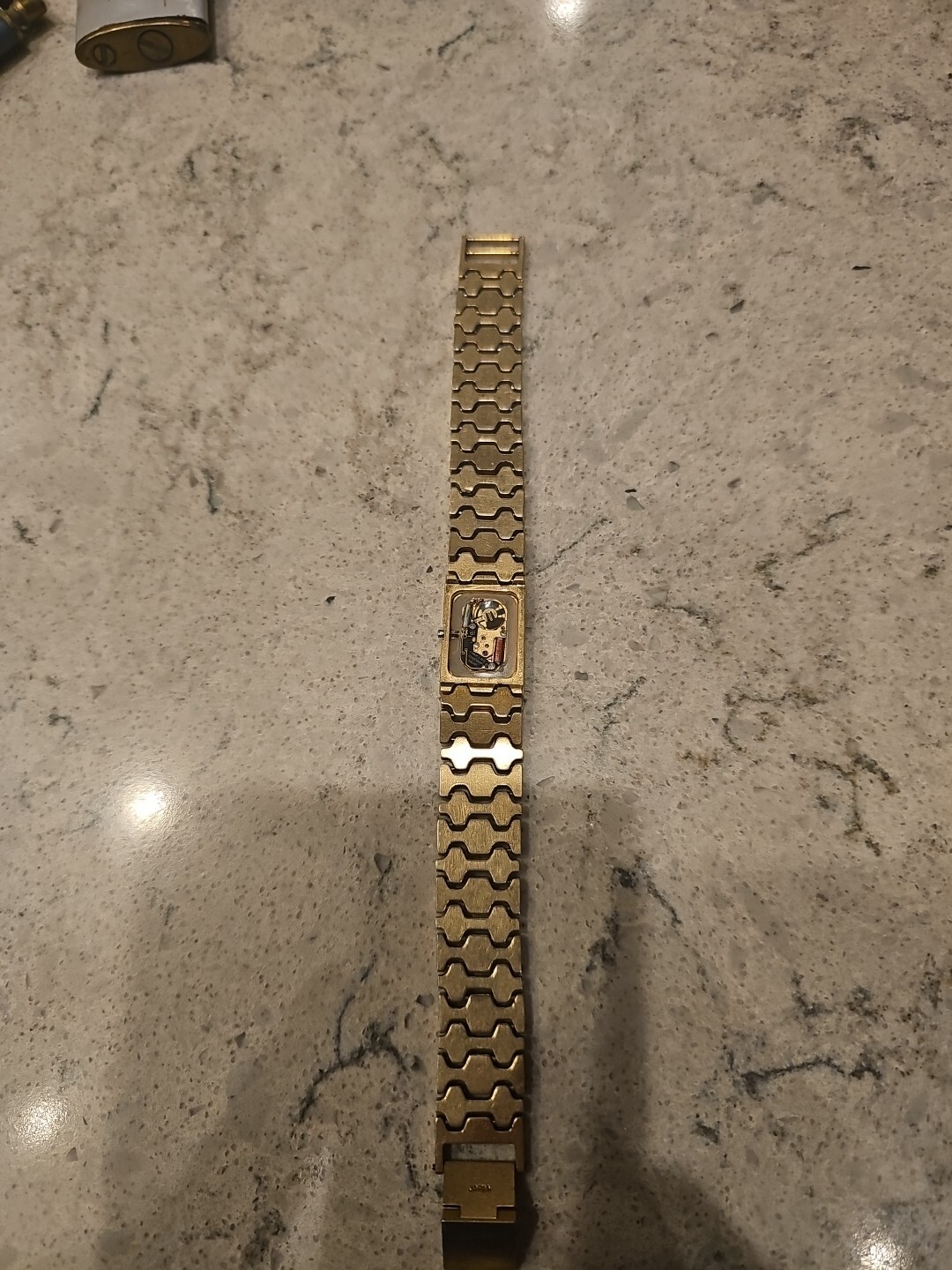 Bulova COP9 Gold-Tone Rectangular Case Black Dial… - image 3