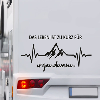 Herzschlag Aufkleber Spruch Berge Puls Wohnmobil Auto Gebirge Berg 105x55 cm
