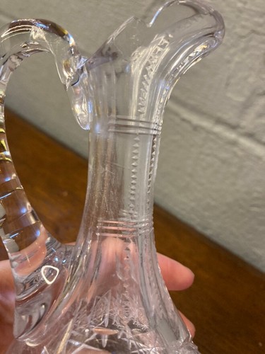 Vintage Antique APB Clear Glass Cruet Vinegar Oil & Stopper Hobstar Design - Picture 11 of 16