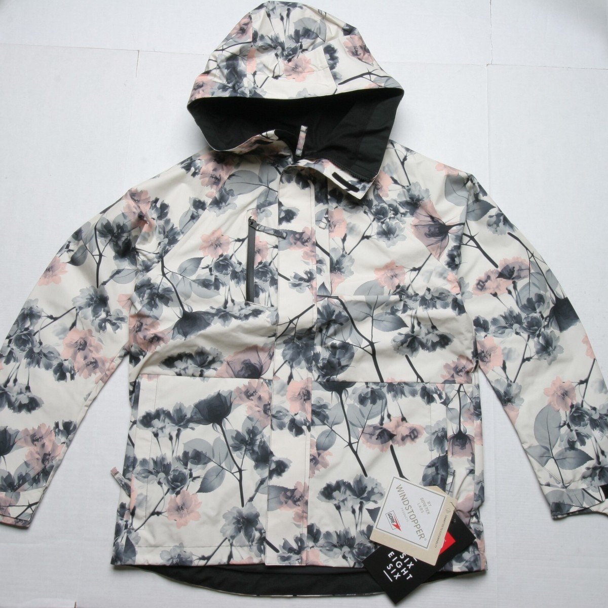 686 GORE-TEX 花柄スノーボードウェア S 686 Women Gore Tex Fastlight Snowboard Jacket (L) Coral Pink