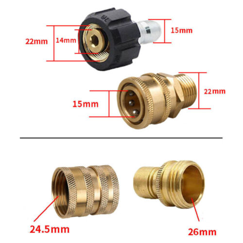 8Stk Hochdruckreiniger Adapter Set 5000PSI M22 3/8 Zoll Schnellkupplung M22 14mm - Bild 9 von 9