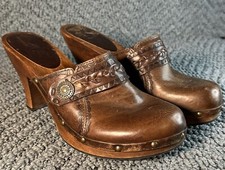 MIA Vintage Brown Tooled Leather Wood Wooden ...