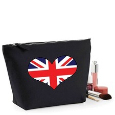 Image of UK Union Jack Heart Flag Gift Women's Makeup Bag Accessory Make Up Case
