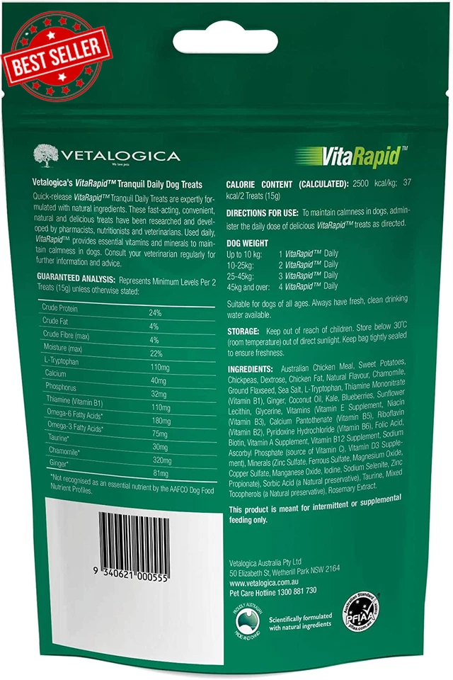 Vitarapid Calming Relax Anxiety Storms Tranquil Daily Treats for Dogs 210 G - image 2 of 4