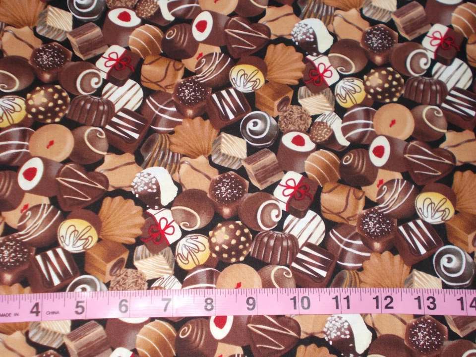 BTY TT TRUFAS DE CHOCOLATE en Estampado Negro 100% Algodón Edredón Artesanal Tela Patio Foto 2 de 2