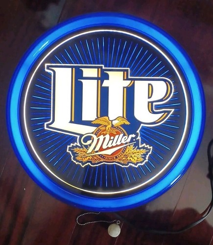 Vintage Miller Lite 19 Zoll rund beleuchtet Bewegung Wand Bar Schild ~ spektakulärer Look! - Bild 3 von 5