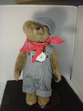 Boys Bear Wearing Engineer Outfit with red scarf Boyds Bearwear