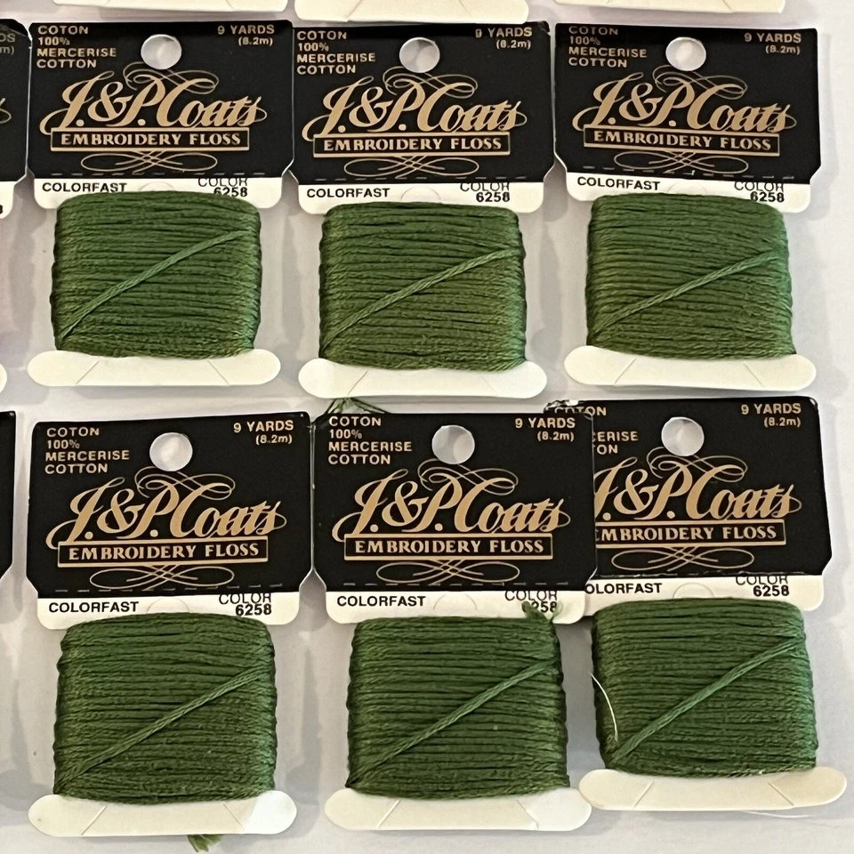 Vtg J & P Coats Embroidery Floss Lot 16 New Unused XStitch Green Red 3013 6258 - Image 3 of 4