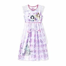 Disney Princess Girl's Satin Watercolor Satin and Tulle Nightgown, Size XS 4-5