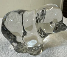 Vtg MCM Viking Glass Mama Bear Clear Art Glass Sculpture Figurine Paperweight