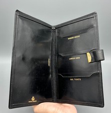 VINTAGE ELCO Black Genuine Cowhide Leather Passport Holder Organizer  Nice 