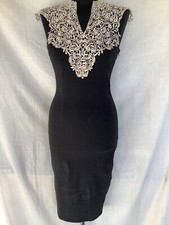 Black wiggle Bodycon Dress Lace Detail Size 8