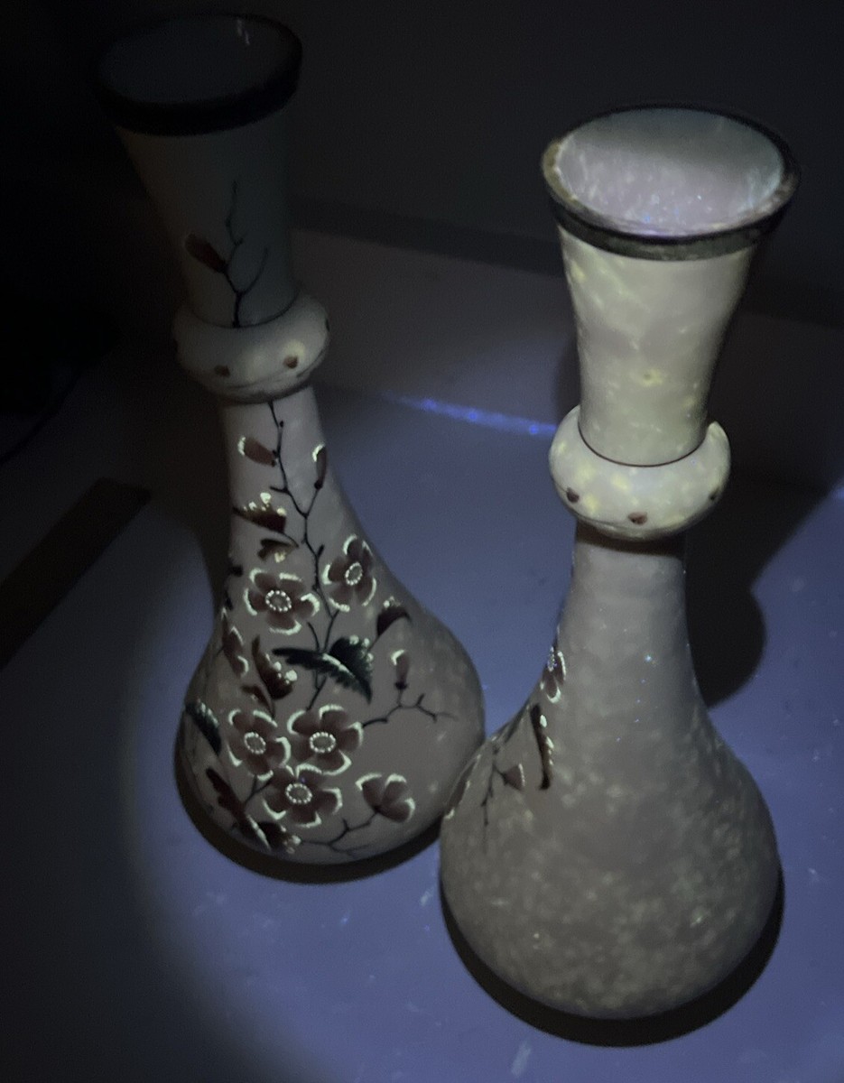 poschinger crystalwerks 花瓶 Pair c.1910 Poschinger Krystallie Signed PK Cased Satin Matte Vase