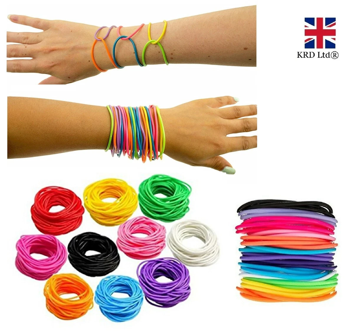 20 Piece Black Rubber Silicone Jelly Bracelet Stretchable Bracelets Bands  for - AliExpress