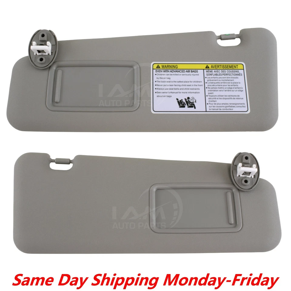 Par de parasol izquierdo y derecho gris para Toyota Highlander 2008-2013 con luz de tocador Foto 2 de 3