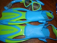U.S. Divers Snorkeling Scuba Diving Fins Blue Gray Size Youth 3-6  L/XL 