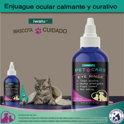 Gotas Oculares Alergias para Perros Gatos Ojos Mascotas, Sanar Limpiar y Calmar