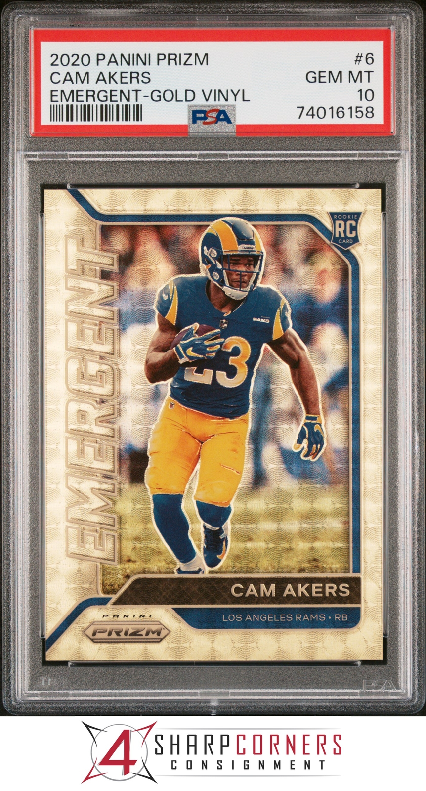 Cam Akers Panini Prizm Emergent #6 Gold Vinyl