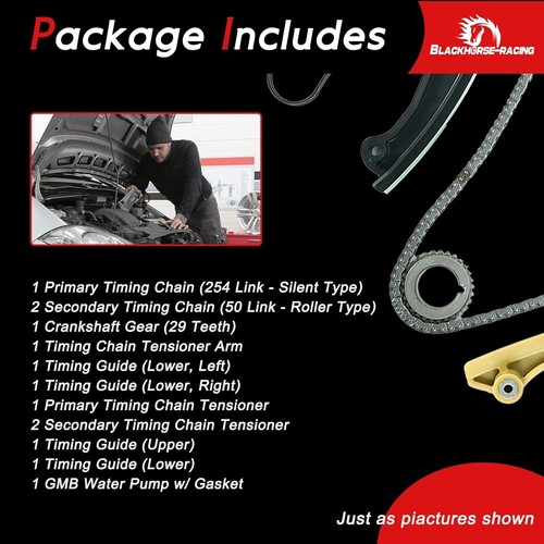 Water Pump Timing Chain Set Kit for Ford Edge Taurus Lincoln MKS MKX 3.5L 3.7L - Foto 8 di 16