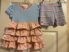 Matilda Jane Set Dream Chasers Piece of Cake Top  Color Time Shorts EUC Size 6