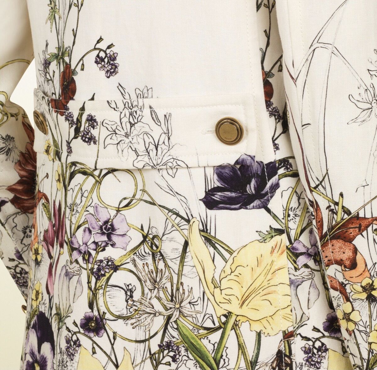 Gucci New Floral Flora Infinity Linen Trench Coat Frida Gucci New Floral Flora Infinity Linen Trench Coat Frida