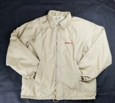 Giacca a vento vintage WKRG-TV Mobile Pensacola marrone chiaro uomo grande made in USA