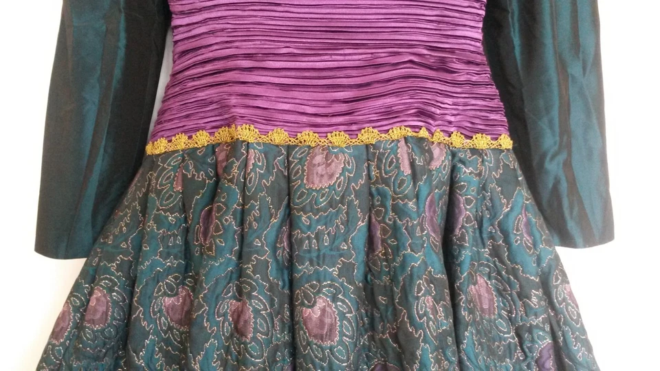 Сделано в США винтажное театральное платье костюм ренессанс ярмарка фестиваль фиолетовый зеленый 8 - Изображение 3 из 4