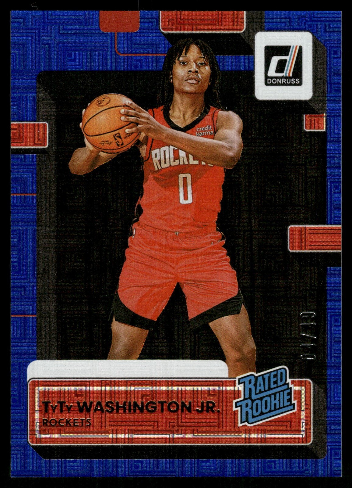 2022-23 Panini Donruss Rated Rookie TyTy Washington Jr. #229 Choice Blue 4/49