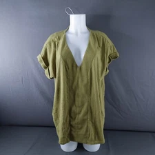 Ava and Viv Women Top Plus 2X Green Textured Minimalist Clean Girl Softwear