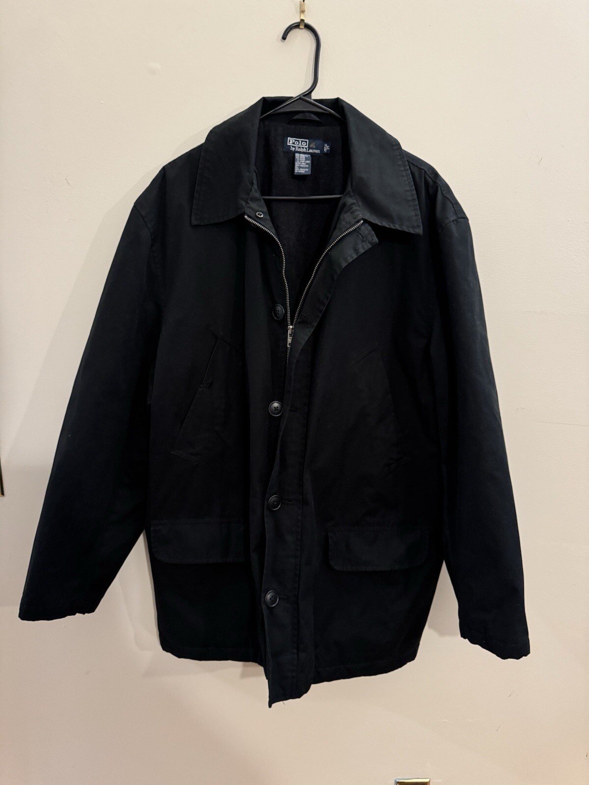 Vintage Polo Ralph Lauren Coat Men XL Black Field Barn Utility Jacket Work Chore