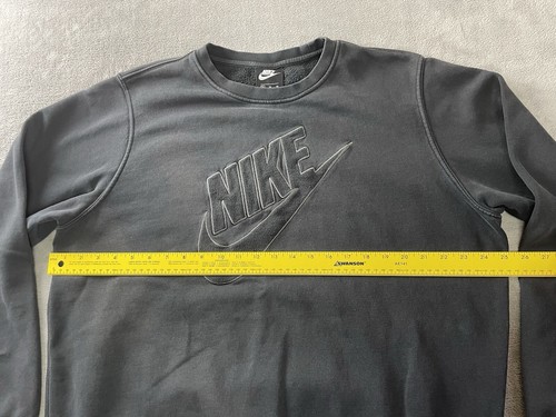 Nike Sweatshirt Men XL Black Crew Neck Big Sweater Sewn Swoosh Retro Distressed - Picture 7 of 16
