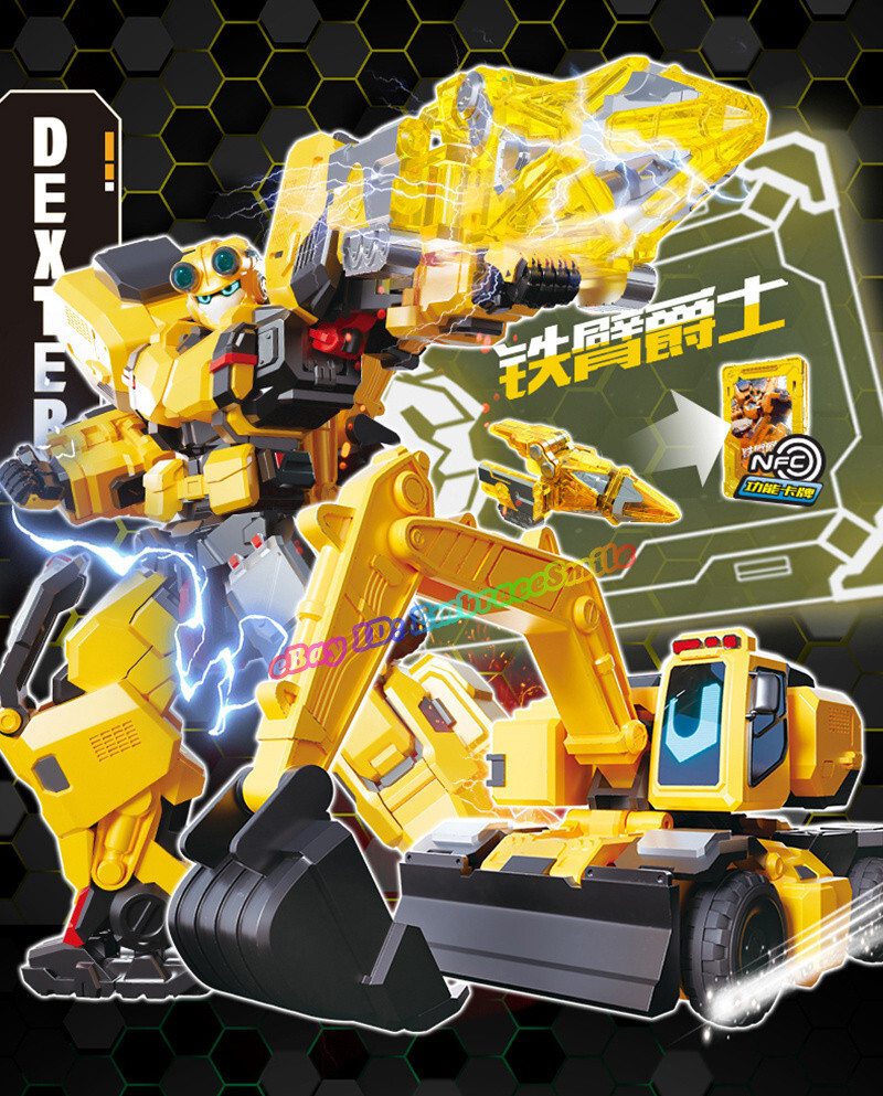 Metal Cardbot DEXTER Yellow Power Shovel Drill Transforming Robot